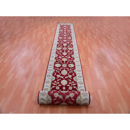 Rajasthan Wool Hand Knotted Rug Red Ivory 2.8X21.0 -O075368