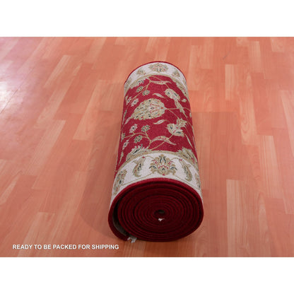 Rajasthan Wool Hand Knotted Rug Red Ivory 2.8X21.0 -O075368