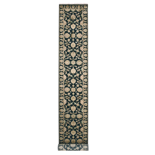 Rajasthan Wool Hand Knotted Rug Black Black 2.7X20.2 -O075369