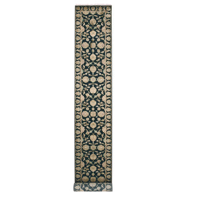 Rajasthan Wool Hand Knotted Rug Black Black 2.7X20.2 -O075369