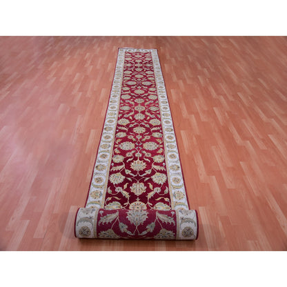 Rajasthan Wool Hand Knotted Rug Red Ivory 2.7X20.4 -O075370