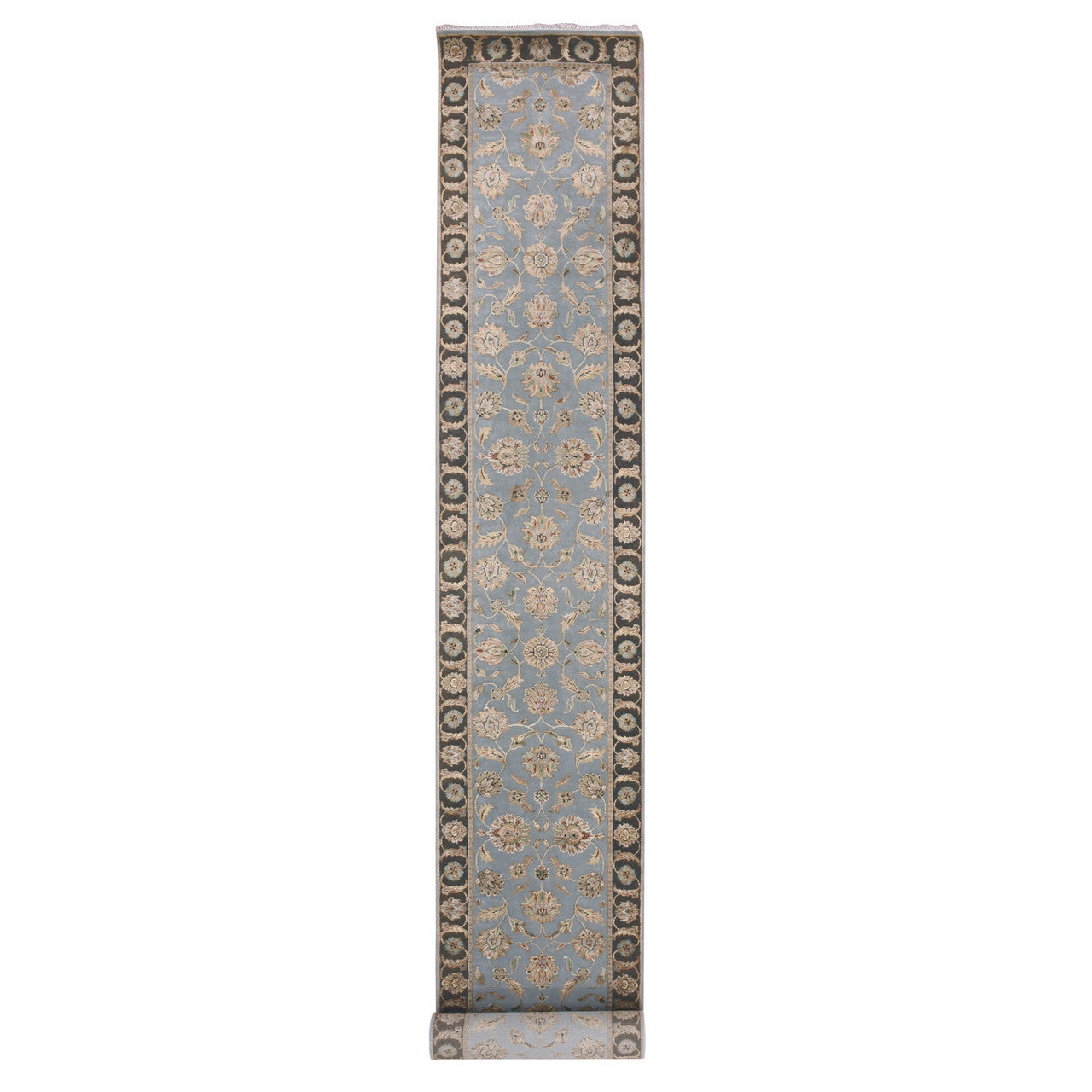 Gray 2'8" x 20'8" Rajasthan Hand knotted Wool Rug - Sku: O075371