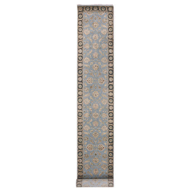 Rajasthan Wool Hand Knotted Rug Grey Brown  2.8X20.8 -O075371