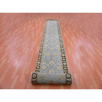 Rajasthan Wool Hand Knotted Rug Grey Brown  2.8X20.8 -O075371