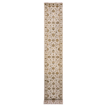 Rajasthan Wool Hand Knotted Rug Grey Ivory 2.7X19.9 -O075372