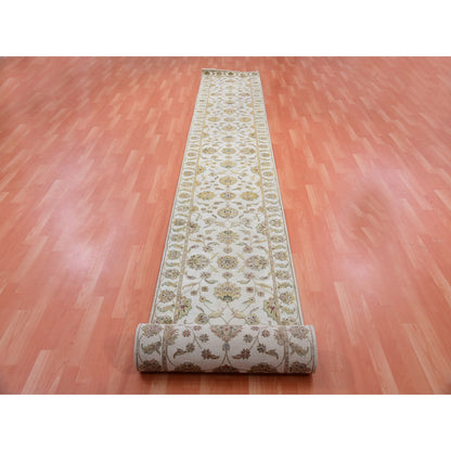Rajasthan Wool Hand Knotted Rug Grey Ivory 2.7X19.9 -O075372