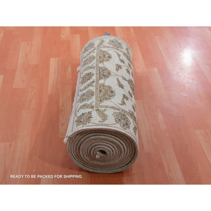 Rajasthan Wool Hand Knotted Rug Grey Ivory 2.7X19.9 -O075372
