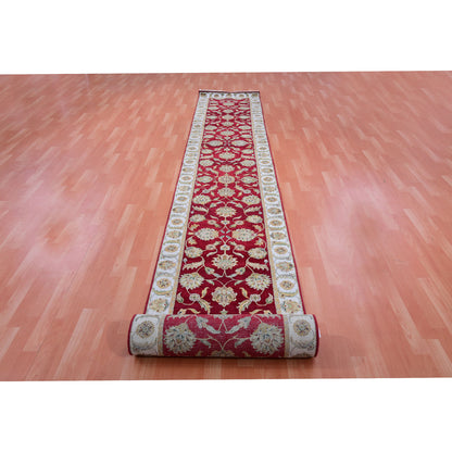 Rajasthan Wool Hand Knotted Rug Red Ivory 2.7X20.4 -O075374