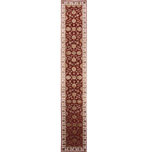 Rajasthan Wool Hand Knotted Rug Red Ivory 2.7X16.4 -O075375