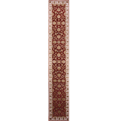 Rajasthan Wool Hand Knotted Rug Red Ivory 2.7X16.4 -O075375
