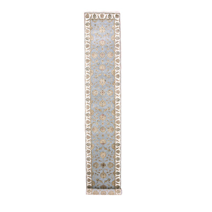 Rajasthan Wool Hand Knotted Rug Blue Ivory 2.8X17.1 -O075376