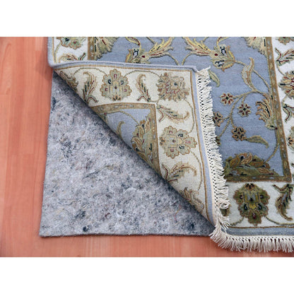 Rajasthan Wool Hand Knotted Rug Blue Ivory 2.8X17.1 -O075376