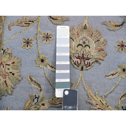 Rajasthan Wool Hand Knotted Rug Blue Ivory 2.8X17.1 -O075376