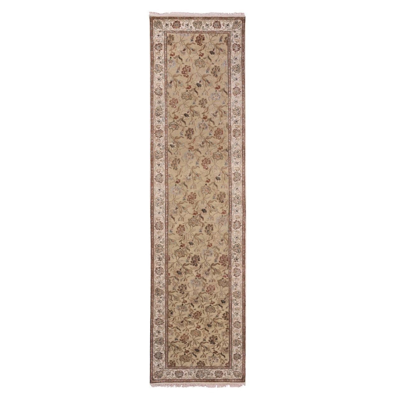 Green 3'0" x 12'1" Rajasthan Hand knotted Wool Rug - Sku: O075379