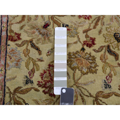 Rajasthan Wool Hand Knotted Rug Green Ivory 3.0X12.1 -O075379