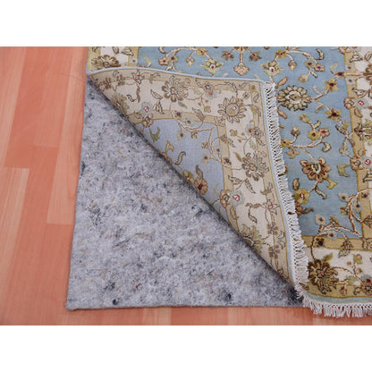 Rajasthan Wool Hand Knotted Rug Blue Ivory 3.0X12.2 -O075380