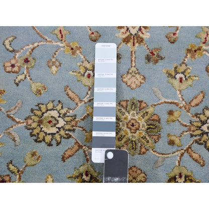 Rajasthan Wool Hand Knotted Rug Blue Ivory 3.0X12.2 -O075380