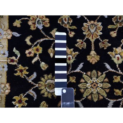 Rajasthan Wool Hand Knotted Rug Black Ivory 3.1X12.2 -O075381