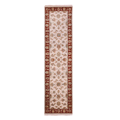 Rajasthan Wool Hand Knotted Rug Ivory Red 2.7X10.4 -O075382