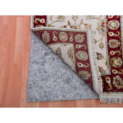 Rajasthan Wool Hand Knotted Rug Ivory Red 2.7X10.4 -O075382