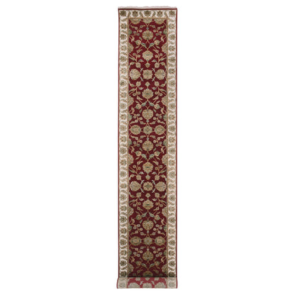 Rajasthan Wool & Silk Hand Knotted Rug Red Ivory 2.7X16.4 -O075385