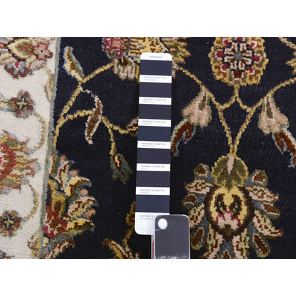 Rajasthan Wool Hand Knotted Rug Black Ivory 2.6X10.0 -O075386