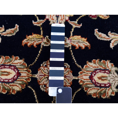 Rajasthan Wool Hand Knotted Rug Black Ivory 2.7X10.3 -O075387