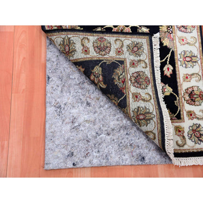 Rajasthan Wool Hand Knotted Rug Black Ivory 2.6X9.10 -O075389