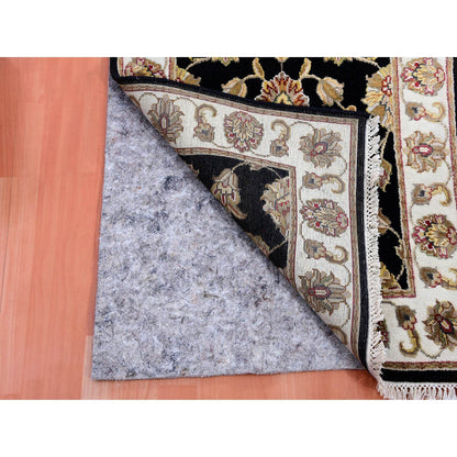 Rajasthan Wool Hand Knotted Rug Black Ivory 2.5X9.11 -O075390