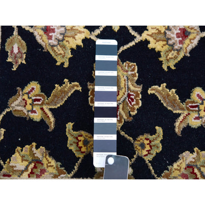 Rajasthan Wool Hand Knotted Rug Black Ivory 2.5X9.11 -O075390