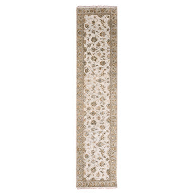 Rajasthan Wool & Silk Hand Knotted Rug Ivory Beige 2.7X11.10 -O075391