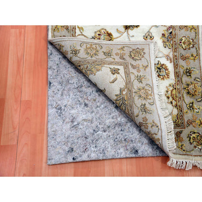 Rajasthan Wool & Silk Hand Knotted Rug Ivory Beige 2.7X11.10 -O075391