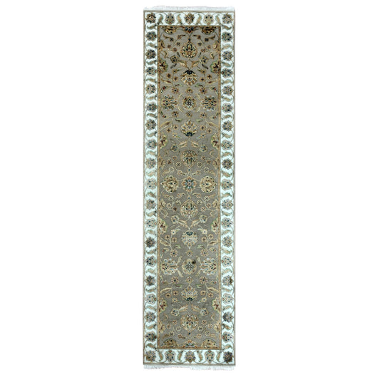Rajasthan Wool Hand Knotted Rug Brown Ivory 2.6X10.1 -O075392