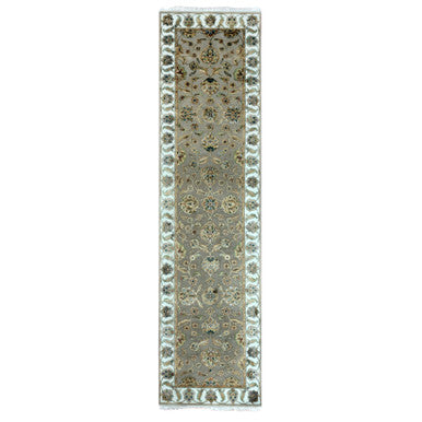Rajasthan Wool Hand Knotted Rug Brown Ivory 2.6X10.1 -O075392