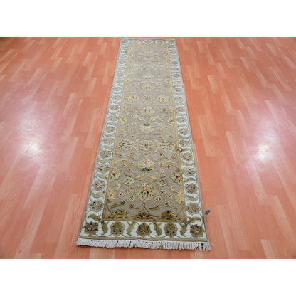 Rajasthan Wool Hand Knotted Rug Brown Ivory 2.6X10.1 -O075392