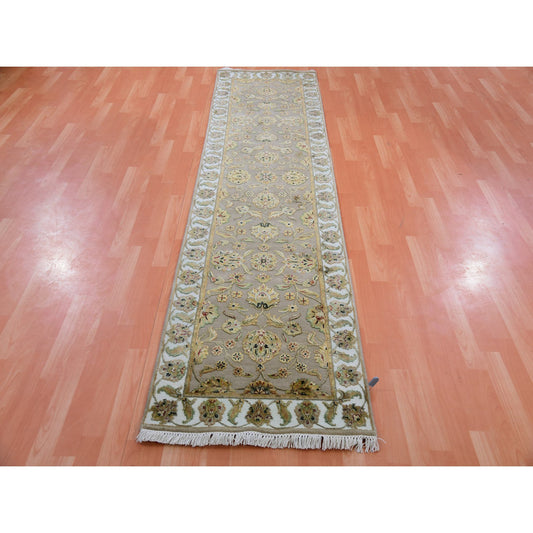 Rajasthan Wool Hand Knotted Rug Brown Ivory 2.6X10.1 -O075392