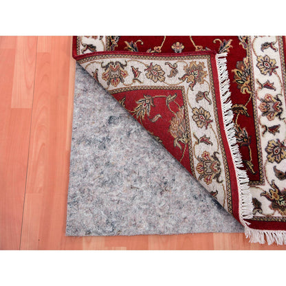 Rajasthan Wool & Silk Hand Knotted Rug Red Beige 2.6X8.2 -O075393