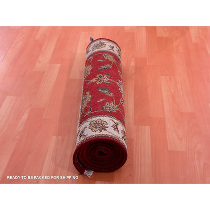 Rajasthan Wool & Silk Hand Knotted Rug Red Beige 2.6X8.2 -O075393