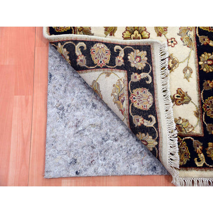 Rajasthan Wool & Silk Hand Knotted Rug Ivory Black 2.5X10.1 -O075394