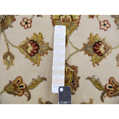 Rajasthan Wool & Silk Hand Knotted Rug Ivory Black 2.5X10.1 -O075394