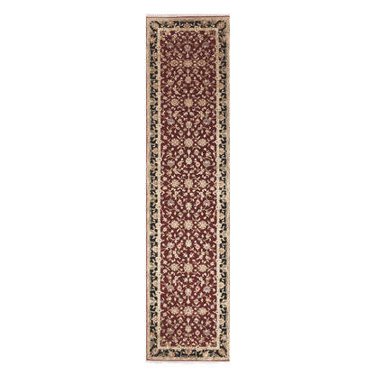 Rajasthan Wool & Silk Hand Knotted Rug Red Black 2.10X12.3 -O075397