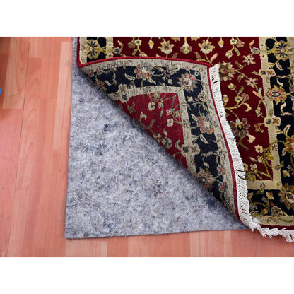 Rajasthan Wool & Silk Hand Knotted Rug Red Black 2.10X12.3 -O075397