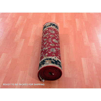 Rajasthan Wool & Silk Hand Knotted Rug Red Black 2.10X12.3 -O075397