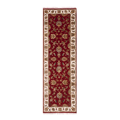 Rajasthan Wool & Silk Hand Knotted Rug Red Ivory 2.6X8.2 -O075399