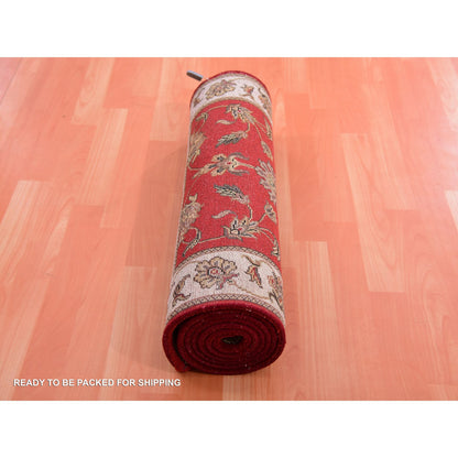 Rajasthan Wool & Silk Hand Knotted Rug Red Ivory 2.6X8.2 -O075399