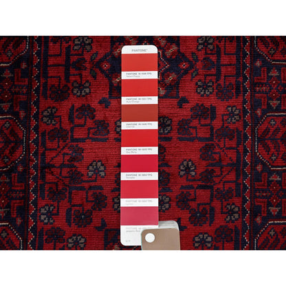 Tribal & Geometric Wool Hand Knotted Rug Red 1.9x4.9 -O0753
