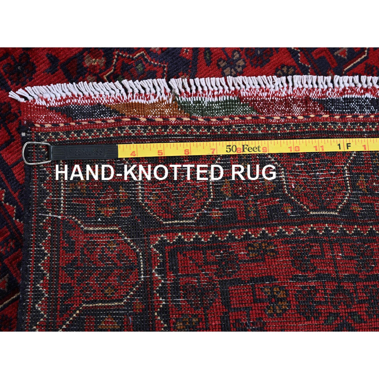 Red 1'9" x 4'9" Tribal & Geometric Hand knotted Wool Rug - Sku: O0753