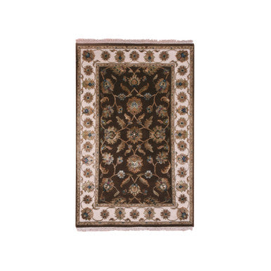 Rajasthan Wool & Silk Hand Knotted Rug Brown Cream 3.0X5.1 -O075400