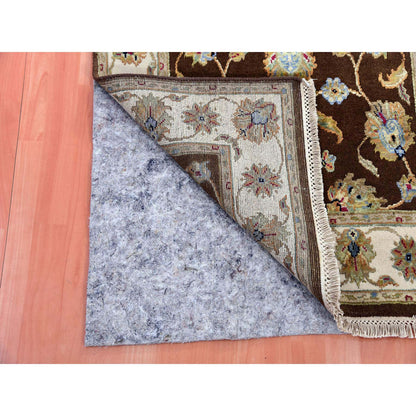 Rajasthan Wool & Silk Hand Knotted Rug Brown Cream 3.0X5.1 -O075400