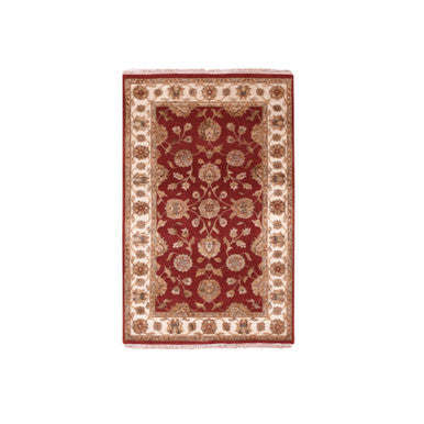 Rajasthan Wool Hand Knotted Rug Red Ivory 3.1X5.0 -O075401